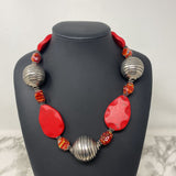 WOMEN'S NECKLACE red silver