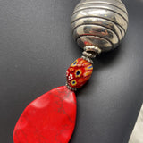WOMEN'S NECKLACE red silver