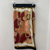 ZARA WOMEN'S SKIRT black burgundy orange print L/XL