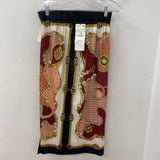 ZARA WOMEN'S SKIRT black burgundy orange print L/XL