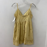 ZARA WOMEN'S DRESS yellow embroidered XS