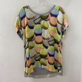 MARC CAIN WOMEN'S TOP grey lime pink XL/6