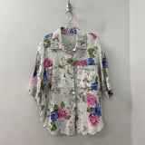 CHARMING PARROT WOMEN'S BLOUSE/SHIRT white pink blue floral L