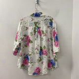 CHARMING PARROT WOMEN'S BLOUSE/SHIRT white pink blue floral L
