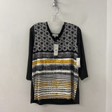 LAURA WOMEN'S PLUS TOP black white yellow 1X