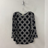 LAURA WOMEN'S PLUS TOP black white 1X