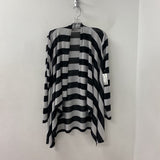 LAURA WOMEN'S PLUS TOP black whie grey stripe 1X