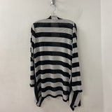 LAURA WOMEN'S PLUS TOP black whie grey stripe 1X