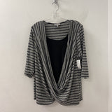 LAURA WOMEN'S PLUS TOP black white stripe 1X