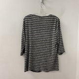 LAURA WOMEN'S PLUS TOP black white stripe 1X