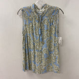 EMPROVED WOMEN'S BLOUSE/SHIRT blue white yellow L