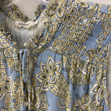 EMPROVED WOMEN'S BLOUSE/SHIRT blue white yellow L
