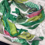 WOMEN'S SCARF/SHAWL greens white pink