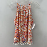 Jude Connally WOMEN'S TANK/CAMI white orange turquoise print M