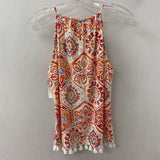 Jude Connally WOMEN'S TANK/CAMI white orange turquoise print M