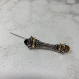 WOMEN'S BROOCH silver gold amber black