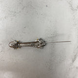 WOMEN'S BROOCH silver gold amber black