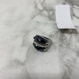 WOMEN'S RING silver black 7.5