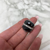 WOMEN'S RING silver black 7.5
