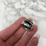 WOMEN'S RING silver black 7.5