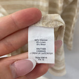 J CREW WOMEN'S T-SHIRT beige stripe w/neon topstitch L