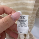 J CREW WOMEN'S T-SHIRT beige stripe w/neon topstitch L