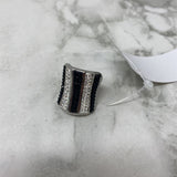 WOMEN'S RING silver black 7.5