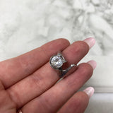 925 WOMEN'S RING silver clear 7