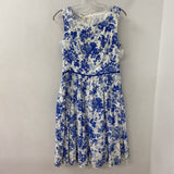 monsoon WOMEN'S DRESS white blue floral print 8