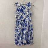 monsoon WOMEN'S DRESS white blue floral print 8