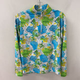 IBKUL WOMEN'S ACTIVE TOP white blue lime floral M