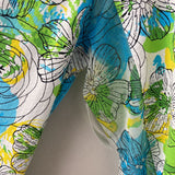 IBKUL WOMEN'S ACTIVE TOP white blue lime floral M