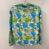 IBKUL WOMEN'S ACTIVE TOP white blue lime floral M