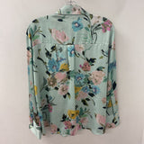 ZARA WOMEN'S BLOUSE/SHIRT floral on turquoise M