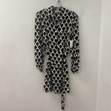 ZARA WOMEN'S DRESS black white art deco prinmt M