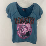 DIESEL WOMEN'S T-SHIRT teal pink M