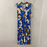 WOMEN'S DRESS blue yellow brown print