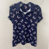 CORAL BAY WOMEN'S ACTIVE TOP navy butterfly-print M