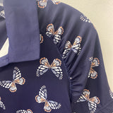 CORAL BAY WOMEN'S ACTIVE TOP navy butterfly-print M