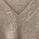 BRODIE fine cashmere WOMEN'S SWEATER faun w/pink metallic snake print S