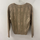 BRODIE fine cashmere WOMEN'S SWEATER faun w/pink metallic snake print S