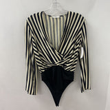LUSH WOMEN'S BLOUSE/SHIRT black ivory stripe S