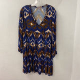 OWN IT WOMEN'S DRESS blue brown pink patterned S