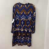 OWN IT WOMEN'S DRESS blue brown pink patterned S