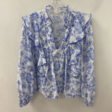 ZARA WOMEN'S BLOUSE/SHIRT white blue floral M