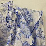 ZARA WOMEN'S BLOUSE/SHIRT white blue floral M