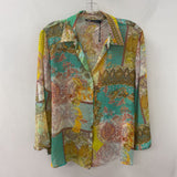 ZARA WOMEN'S BLOUSE/SHIRT turquoise multi clr print S