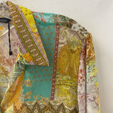 ZARA WOMEN'S BLOUSE/SHIRT turquoise multi clr print S