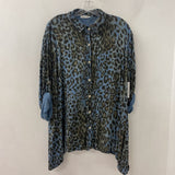 made in Italy WOMEN'S BLOUSE/SHIRT blue animal print L