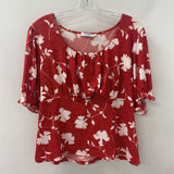 RICKI'S WOMEN'S TOP red white dots leaves XL